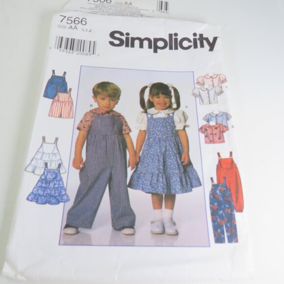 Simplicity 7566 Clothing Pattern Toddler 1/2 - 2 UNCUT overalls, sundress - Picture 2 of 8
